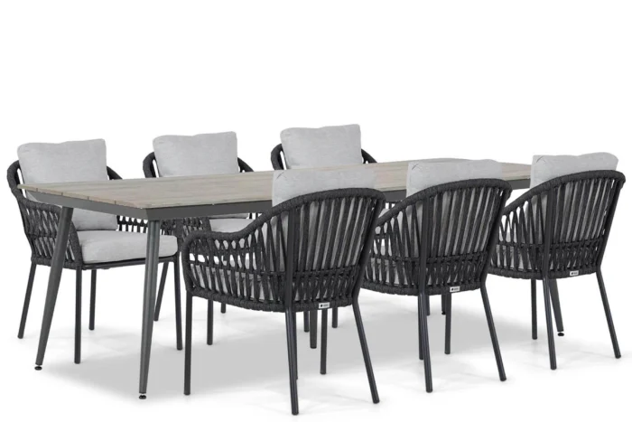 Coco Puerto/Matale 240 cm dining tuinset 7-delig - Grijs-antraciet