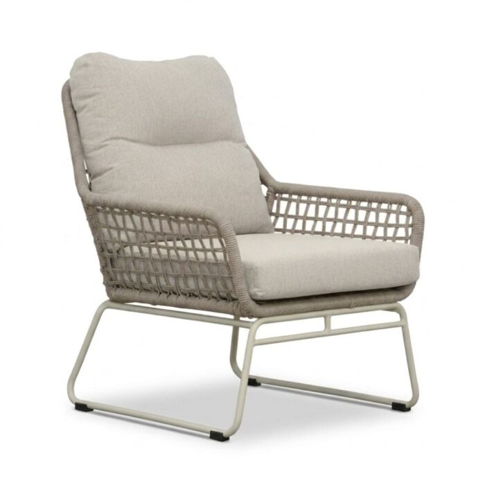 BUITEN living Valencia loungestoel | touw + aluminium | Almond Beige