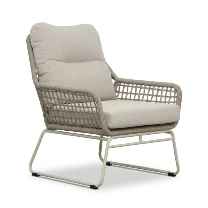 BUITEN living Valencia loungestoel | touw + aluminium | Almond Beige