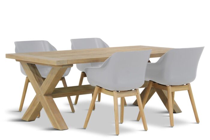 Hartman Sophie teak/Oregon 200 cm dining tuinset 5-delig – Grijs-antraciet