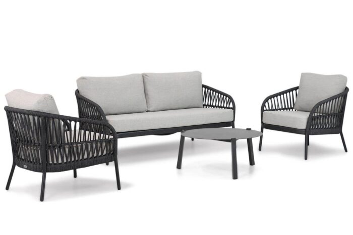 Coco Puerto/Rimini 75 cm stoel-bank loungeset 4-delig – Grijs-antraciet