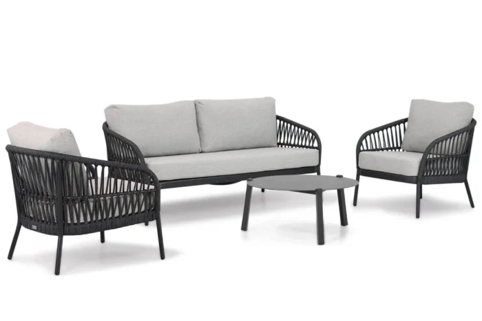 Coco Puerto/Rimini 75 cm stoel-bank loungeset 4-delig - Grijs-antraciet