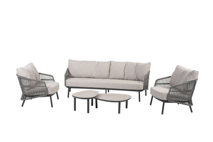 Taste Alicante loungeset met Monroe coffeetafels antraciet 65 x 32 cm & 80 x 27 cm