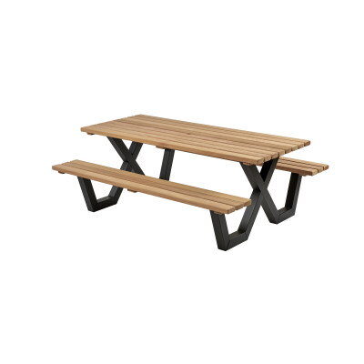 Talen buitenmeubelen Picknicktafel hardhout metalen frame 200×160 cm