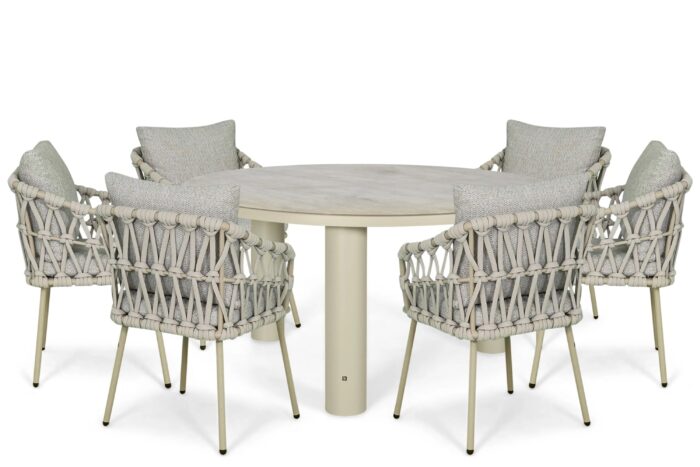 Coco Oliva/Arancia 150 cm dining tuinset 7-delig – Zand/Beige