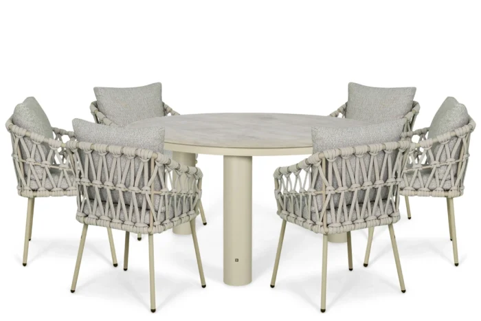Coco Oliva/Arancia 150 cm dining tuinset 7-delig - Zand/Beige