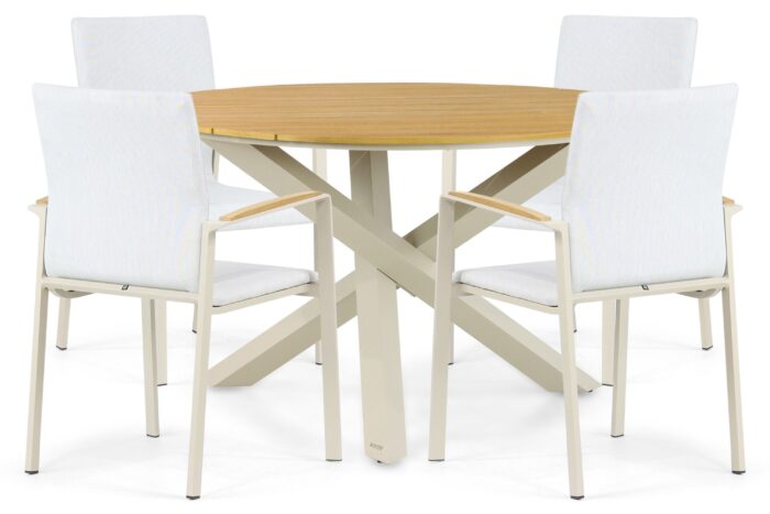 Lifestyle Garden Furniture Brandon/Ancona 125 cm dining tuinset 5-delig – Taupe-naturel-bruin