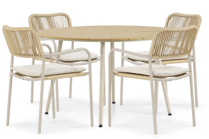 Coco Penya/Matale 125 cm dining tuinset 5-delig - Taupe-naturel-bruin