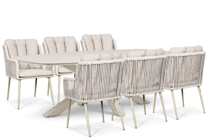 Lifestyle Garden Furniture Tivoli/Voyage 240×120 cm dining tuinset 7-delig – Zand/Beige