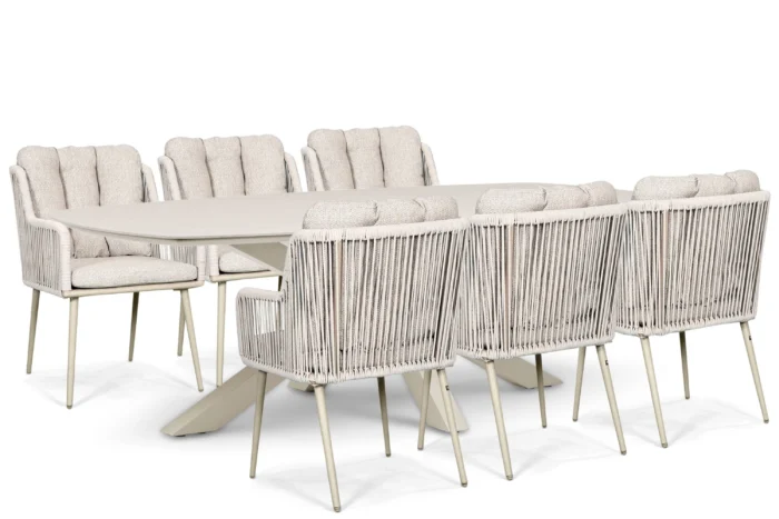 Lifestyle Garden Furniture Tivoli/Voyage 240x120 cm dining tuinset 7-delig - Zand/Beige