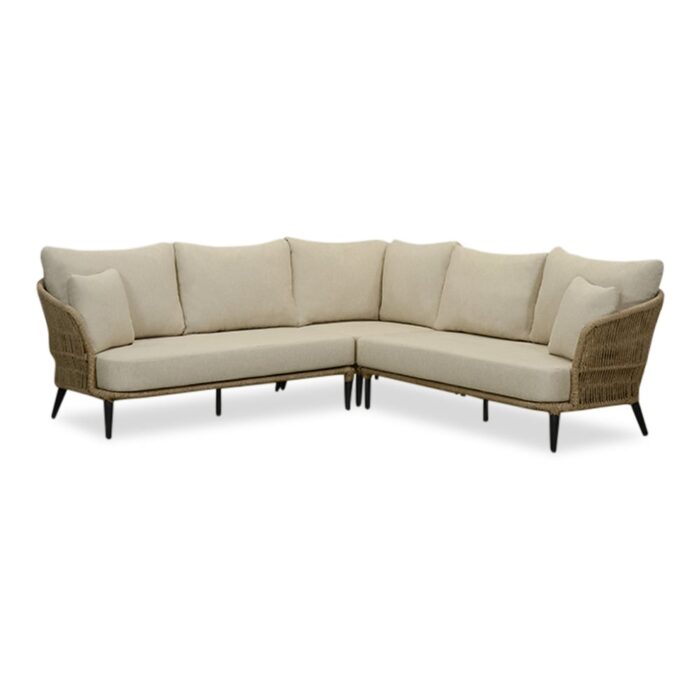BUITEN living Palermo hoek loungeset 5 personen | aluminium + touw | Sahara Dust | 4-delig 230x230cm