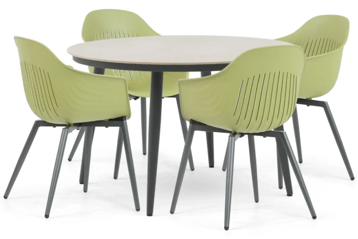 Lifestyle Garden Furniture Lissabon/Vienna 120 cm dining tuinset 5-delig - Groen
