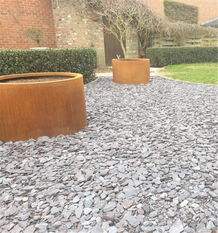 Bloembak plantenbak rond cortenstaal met bodem 100x40cm