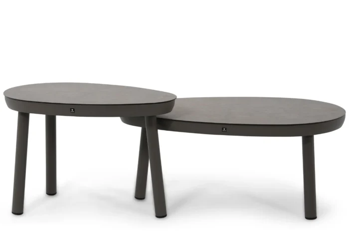 Coco Livo loungetafel set 2 delig - Taupe-naturel-bruin