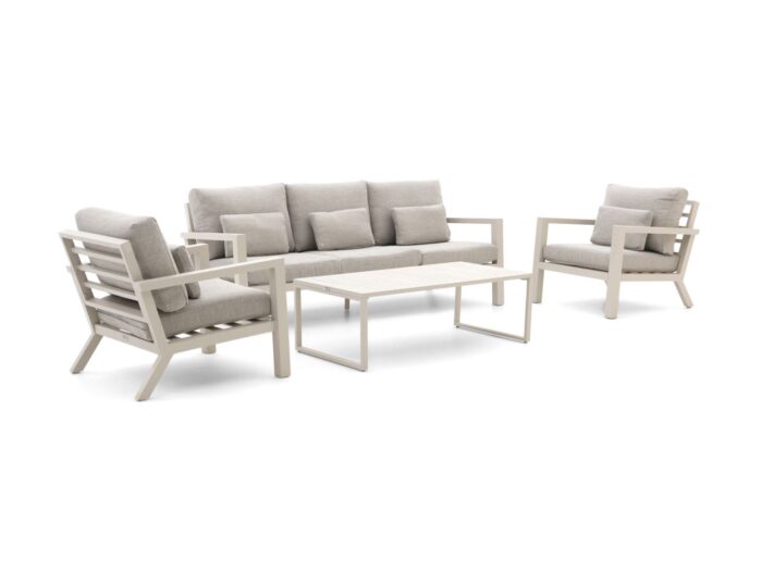 Forza Furniture Forza Sarnico stoel-bank loungeset 4-delig Laagste prijsgarantie! – Taupe