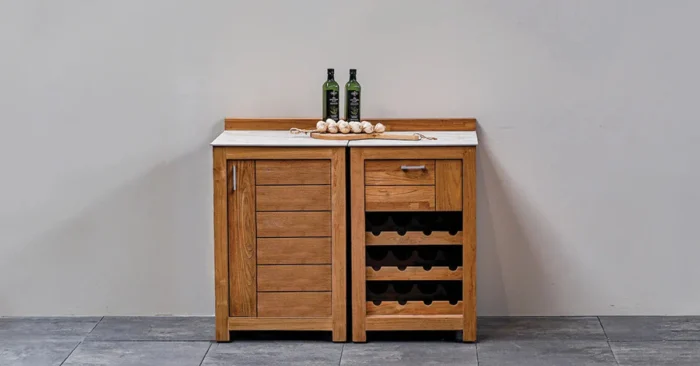 Passion Grills | Buitenkeuken Module Milano | Opstelling 01 | Albastro Cream