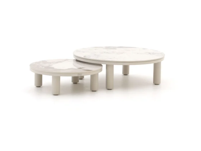 Bellagio tuinmeubelen Sarsina lounge tuintafelset ø85cm(h:27cm)/ø65cm (h:21cm) - Taupe