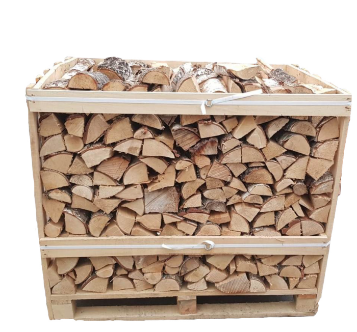 Warentuin mix Gedroogd Openhaard Berkenhout haardhout pallet, losgestort 1.2 kuub, gestapeld 0.8 kuub bandhout – hout