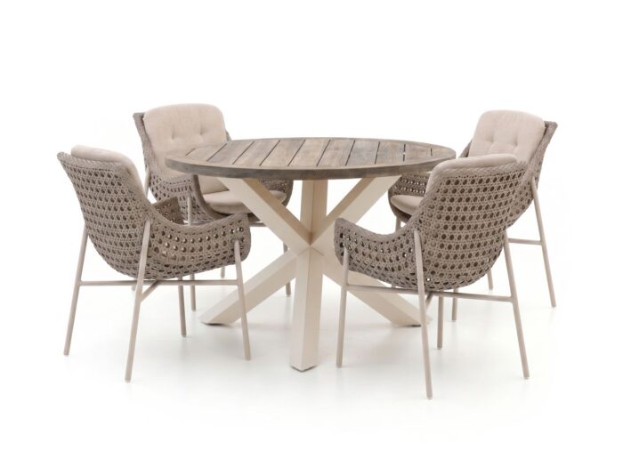 Manifesto Furniture Manifesto Novara/ROUGH-Y ø120cm dining tuinset 5-delig Laagste prijsgarantie! – Bruin