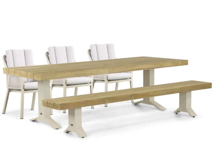 Lifestyle Garden Furniture Verona/Superior 260 cm dining tuinset 5-delig – Taupe-naturel-bruin