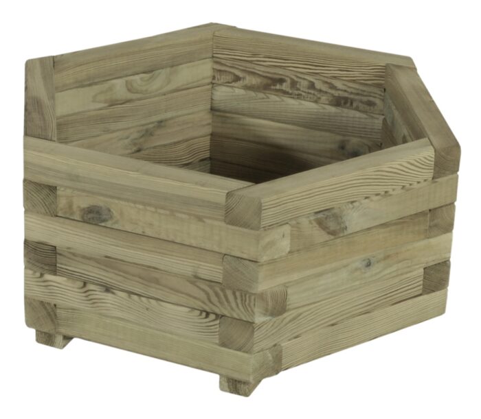 Houten Bloembak plantenbak zeskant grenen 65x56cm
