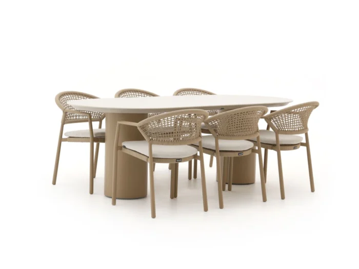 Hartman tuinmeubelen Taragona/Valencia 220cm dining tuinset 7-delig - Taupe