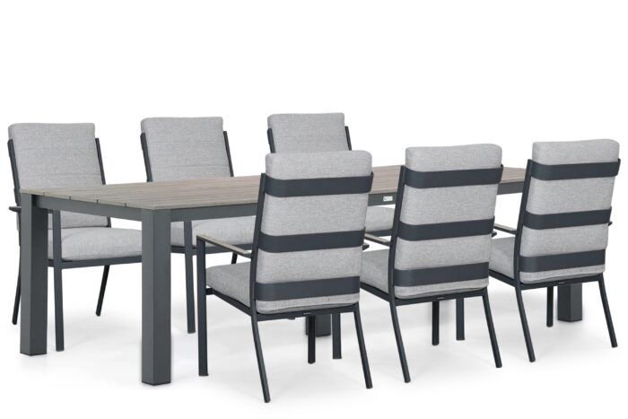 Lifestyle Garden Furniture Lecce/Valley 240×92 cm dining tuinset 7-delig – Grijs-antraciet