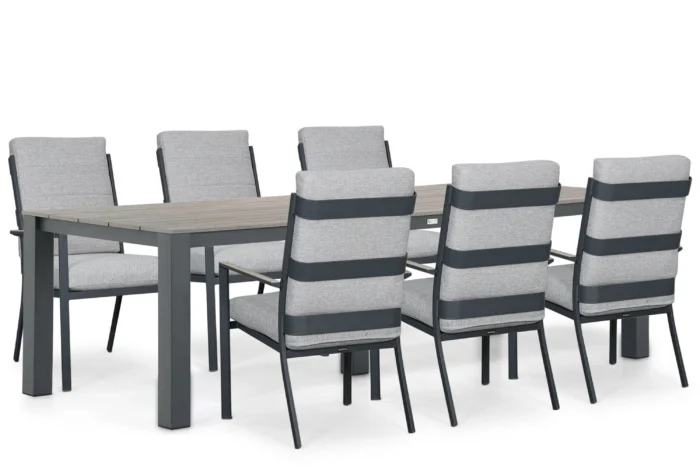 Lifestyle Garden Furniture Lecce/Valley 240x92 cm dining tuinset 7-delig - Grijs-antraciet