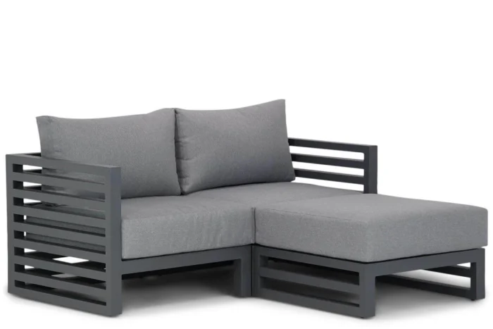 Santika Furniture Jaya chaise longue loungeset 3-delig - Grijs-antraciet