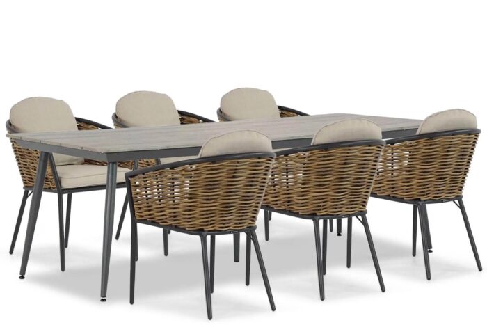 Lifestyle Garden Furniture Nice/Matale 240 cm dining tuinset 7-delig – Grijs-antraciet