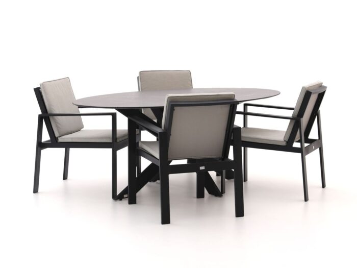 Bellagio tuinmeubelen Bellagio Vezzano/Furato ellips 200cm dining tuinset 5-delig Laagste prijsgarantie! – Zwart