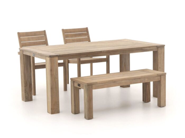 ROUGH Furniture ROUGH-S/ROUGH-X 180cm dining tuinset met bank 4-delig stapelbaar Laagste prijsgarantie! – Bruin