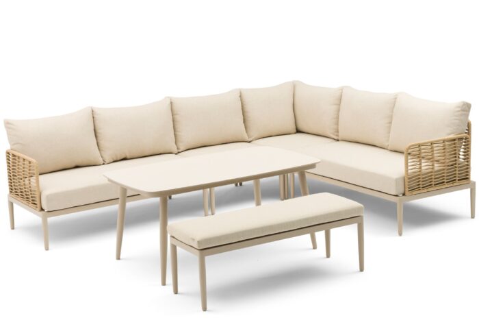 Coco Ibiza hoek loungeset 6-delig – Taupe-naturel-bruin