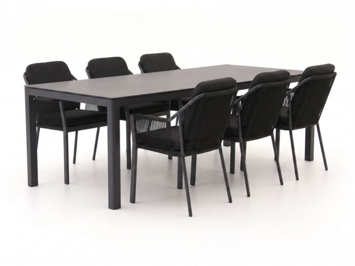 Tierra Outdoor Liv/La Fonte 220cm dining tuinset 7-delig stapelbaar Laagste prijsgarantie!