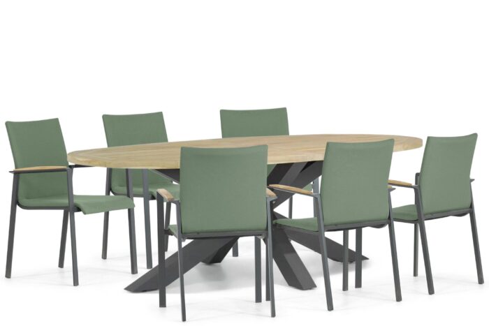 Lifestyle Garden Furniture Brandon/Brookline 240 cm dining tuinset 7-delig – Groen