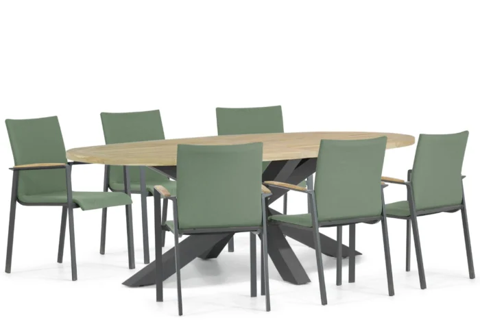 Lifestyle Garden Furniture Brandon/Brookline 240 cm dining tuinset 7-delig - Groen