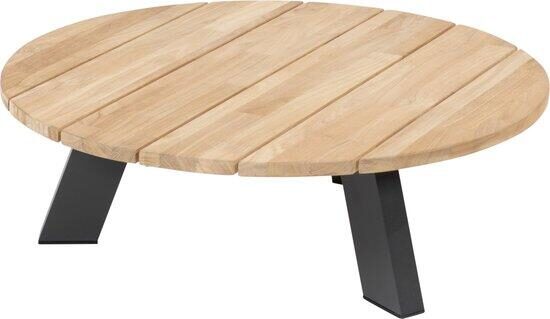 4so Cosmic salontafel met teak tafelblad 78 cm dia. H25 cm – grijs
