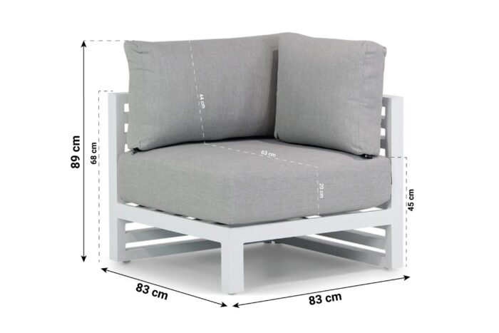 Santika Furniture Jaya hoek module (met 2 rugkussens) – Wit
