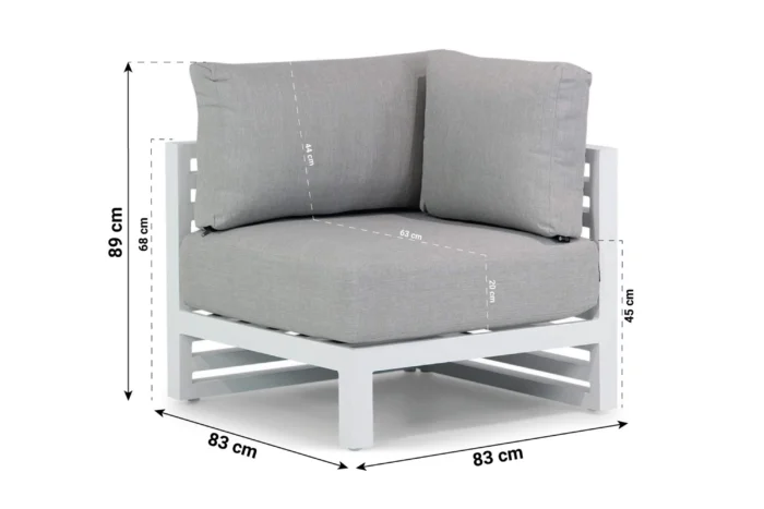 Santika Furniture Jaya hoek module (met 2 rugkussens) - Wit