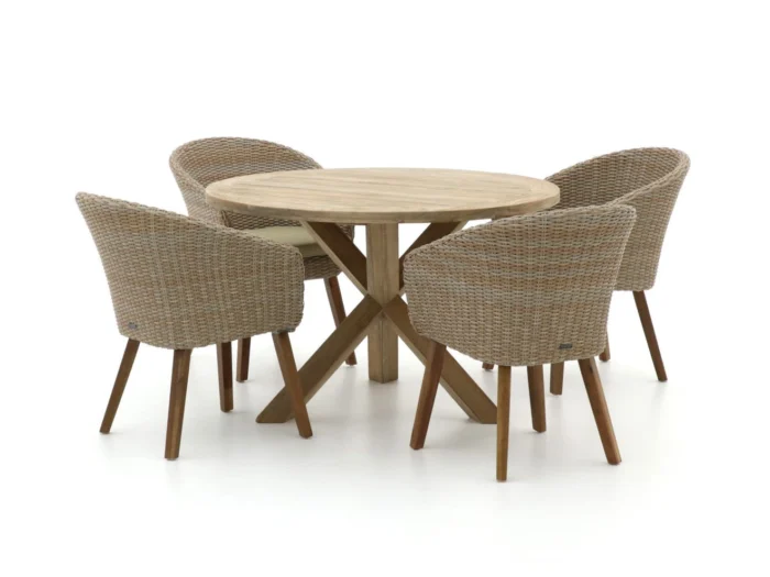 Intenso Furniture Tropea/ROUGH-Y ø 120cm dining tuinset 5-delig - Bruin