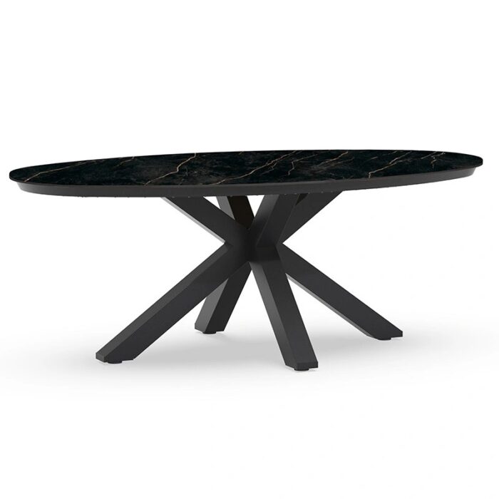 Tierra outdoor Oblong Tuintafel Marble Charcoal 200×110 cm – grijs;zwart