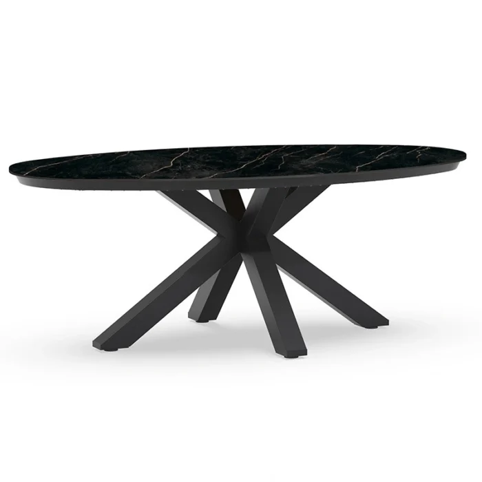 Tierra outdoor Oblong Tuintafel Marble Charcoal 200x110 cm - grijs;zwart