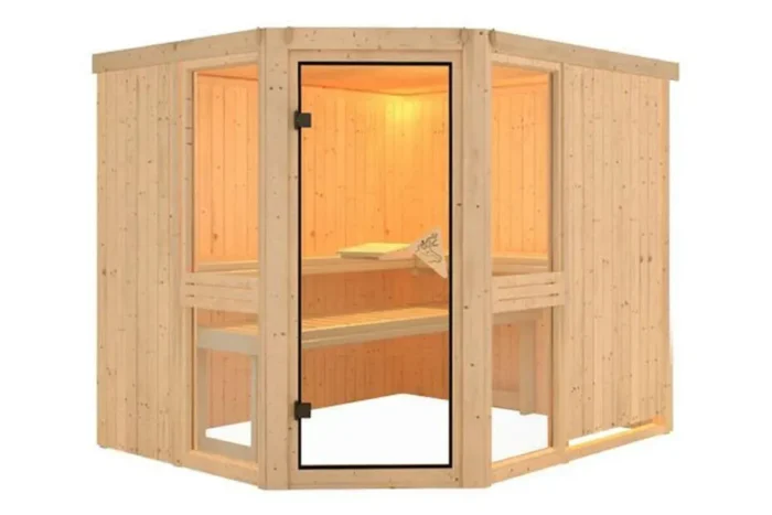 Karibu | Amelia 3 Sauna | Helderglas Deur | Kachel 9 kW Geïntegreerde Bediening