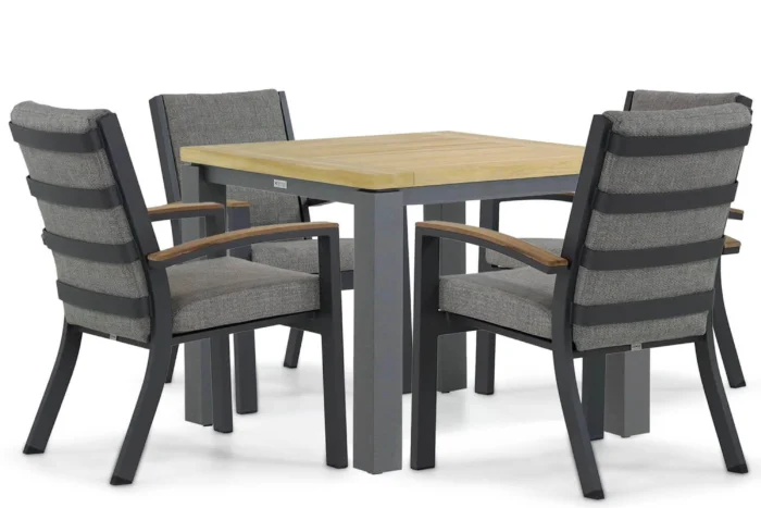 Osmen Midura/Veneto 90 cm dining tuinset 5-delig - Grijs-antraciet