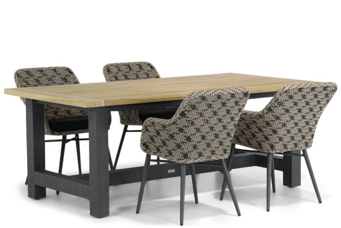 Lifestyle Garden Furniture Crossway/San Francisco 200 cm dining tuinset 5-delig – Zwart-wit