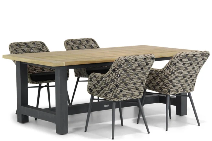 Lifestyle Garden Furniture Crossway/San Francisco 200 cm dining tuinset 5-delig - Zwart-wit