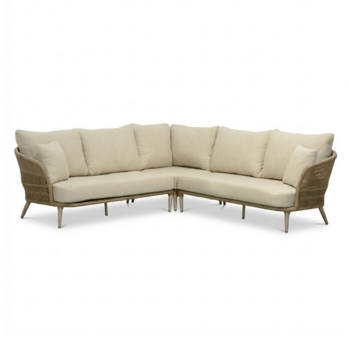BUITEN living Palermo hoek loungeset 5 personen | aluminium + touw | Sandstone | 3-delig 230x230cm