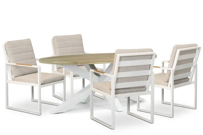 Lifestyle Garden Furniture Alessio/Bradford 200x100 cm dining tuinset 5-delig - Wit