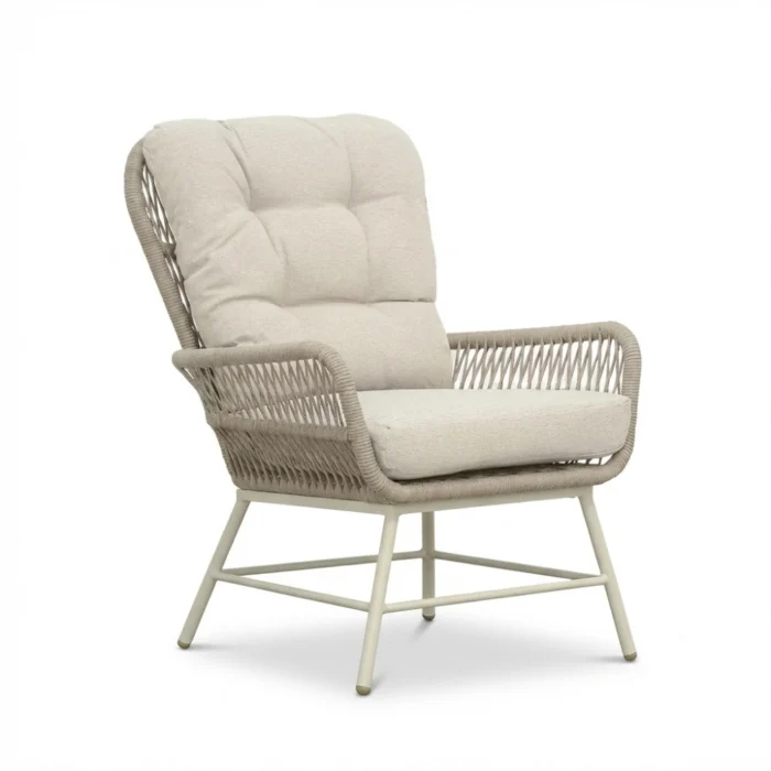 BUITEN living Dex loungestoel | touw + aluminium | Almond Beige