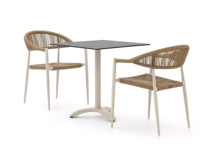 Manifesto Furniture Belpasso/Lisio 70cm dining tuinset 3-delig stapelbaar – Bruin